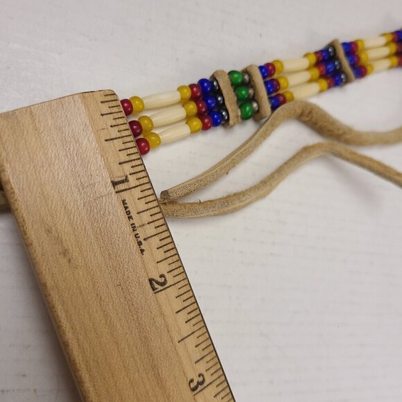 Set of 2 Leather and Bead Native American Choker Necklaces - Picture 15 of 15